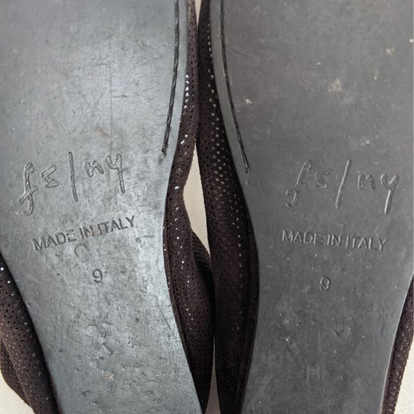 FS/NY French Sole Zeppa Wave Brown Sparkle Suede Low Wedge Flats 9 - Picture 10 of 10